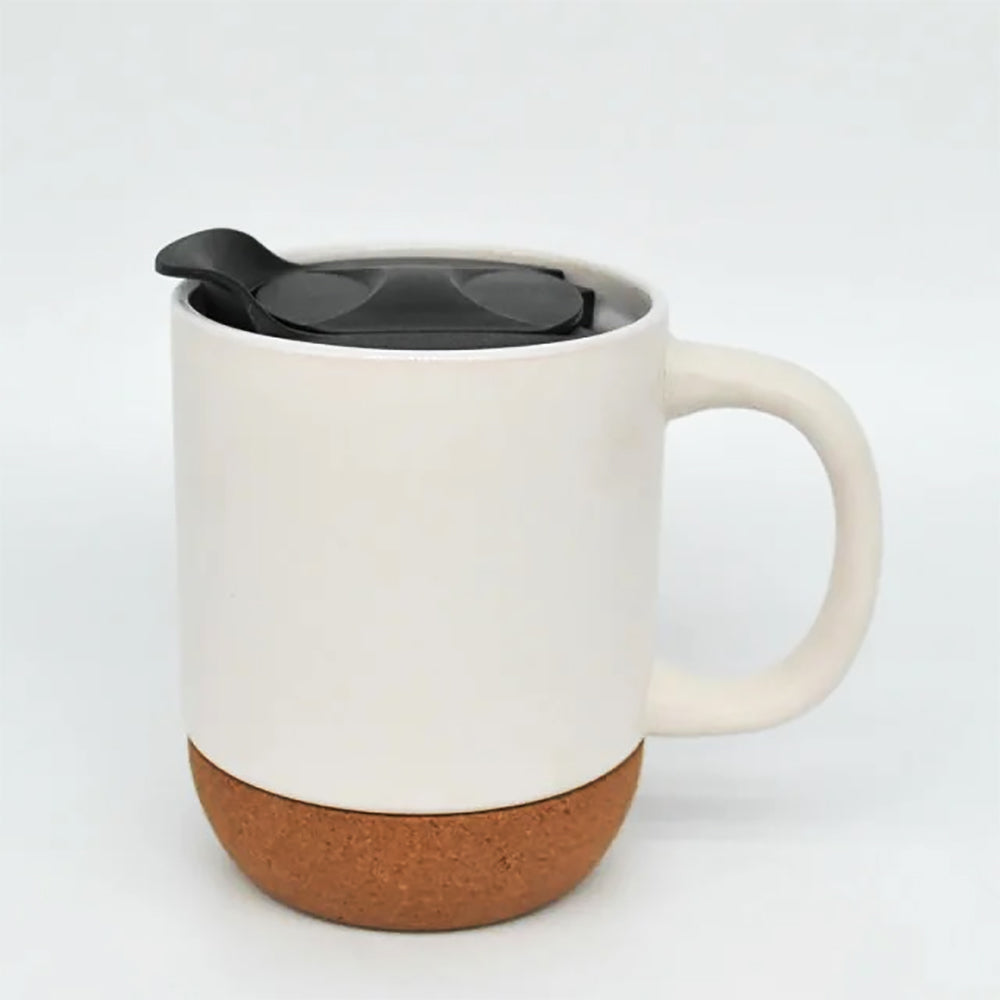 Mug.no.918 Matt White Ceramic Coffee Mug with Lid