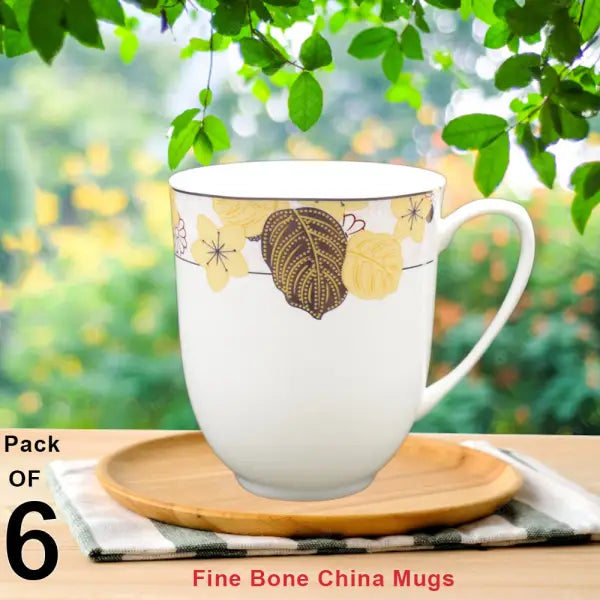 ABCM#01-Fine Bone China Mugs (Pack of 6) - simple