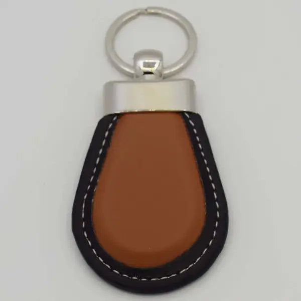 Black/Brown Leather Keychain - simple