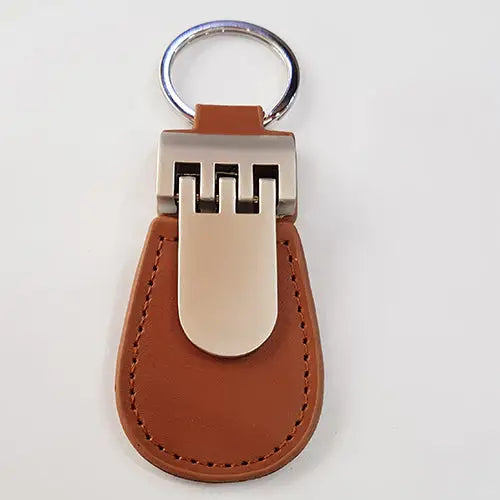 Brown Leather Keychain - simple