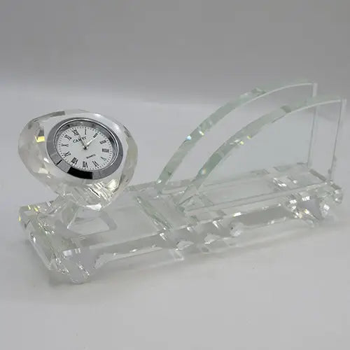 Crystal Card Holder with Clock