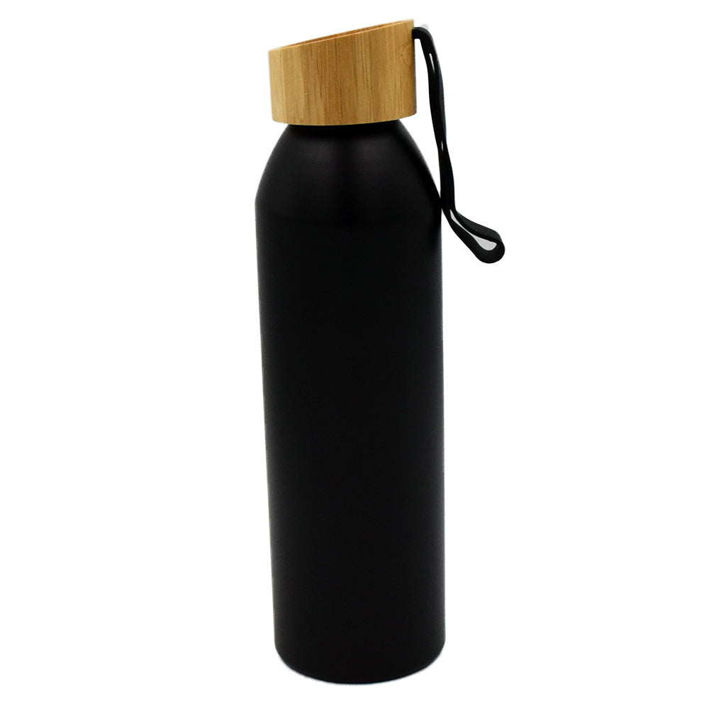 Black Aluminum Bottle with Wooden Cap