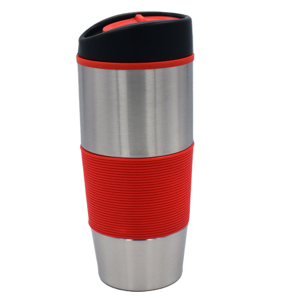 Red Rubber Grip Stainless Steel Flask