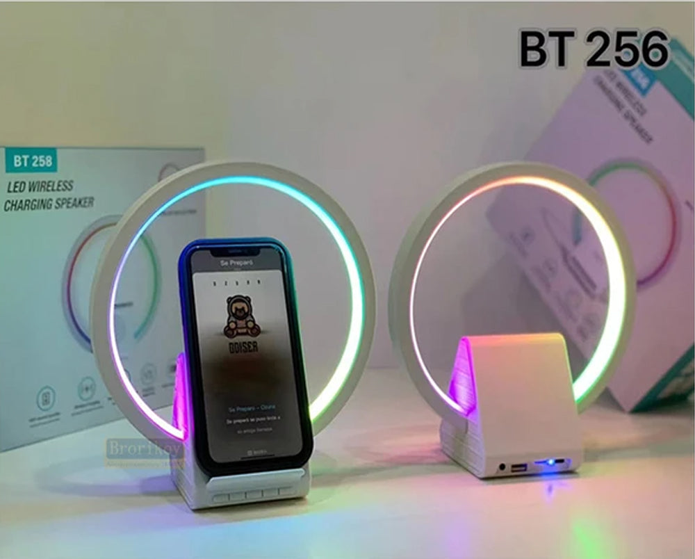 BT-256 - Wire Less Mobile Charger + Bluetooth Speaker + led light
