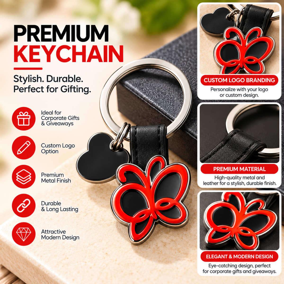 Black Butterfly Keychain