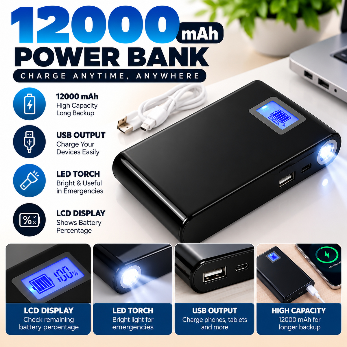 Digital Power Bank 12000 mAH