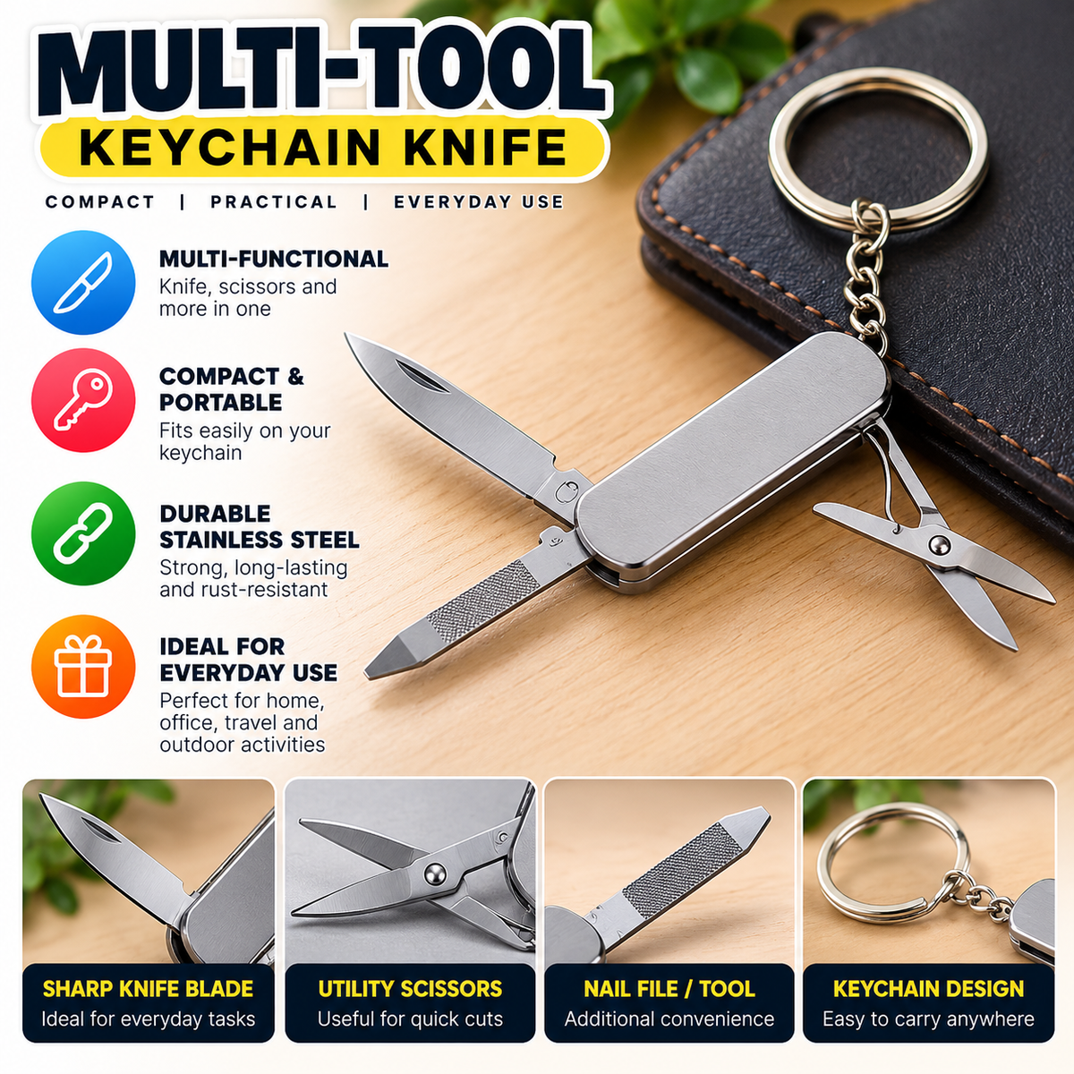 Vintage Keychain + Pocket Knife
