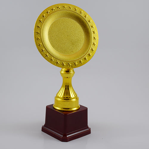 Metal + Wood Round Plate Shaped Trophy