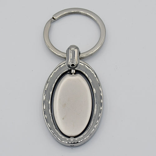 Silver Oval Metal Keychain