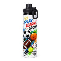 Kids Printed Stainless Steel Sports Water Bottle with Carry Handle Cap - 600ml