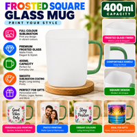 Frosted Square Mug handle green