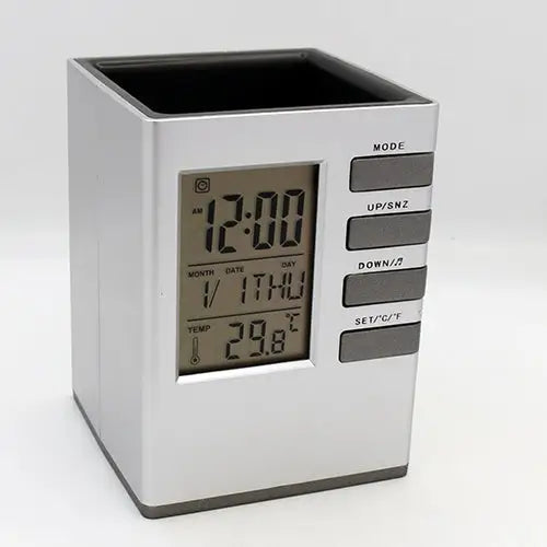 Digital Table Clock with Pen Holder