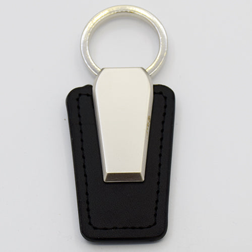 Black Leather + Metal Keychain