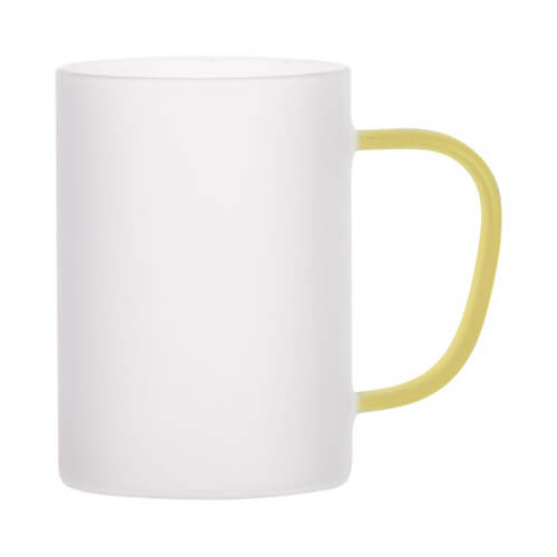 Frosted Sublimation Mug with Yellow Handle