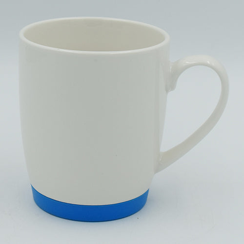 White Bone China Mug with Blue Base