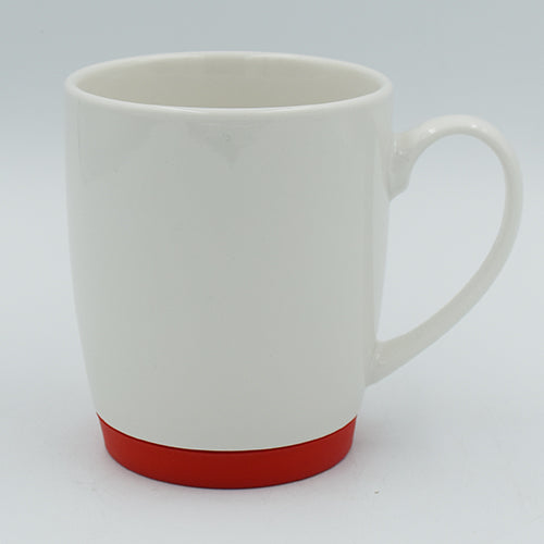 White Bone China Mug with Red Base