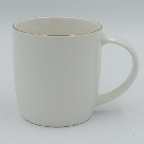 White Bone China Mug with Golden Rim