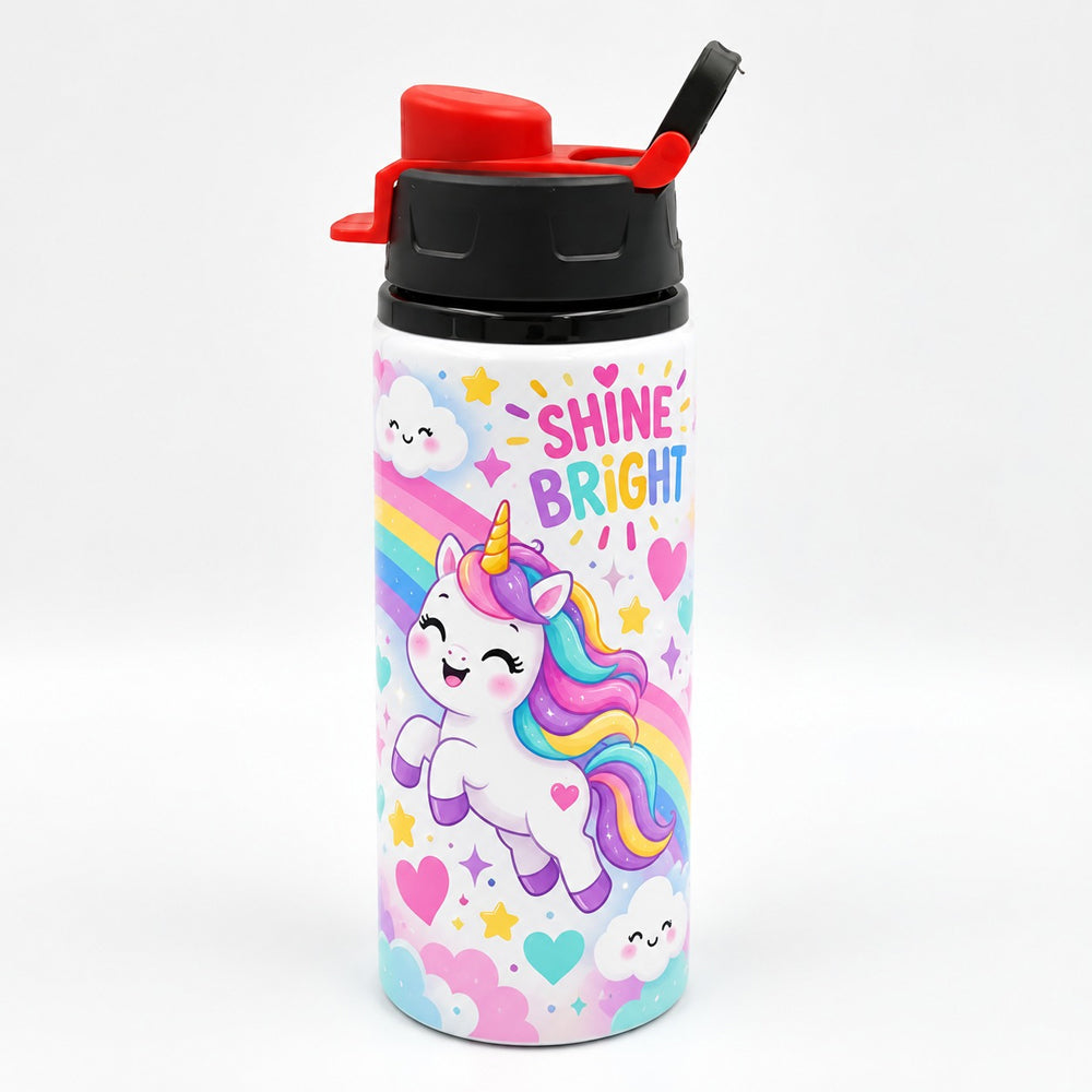 Kids Printed Stainless Steel Water Bottle with Straw Lid - 500ml