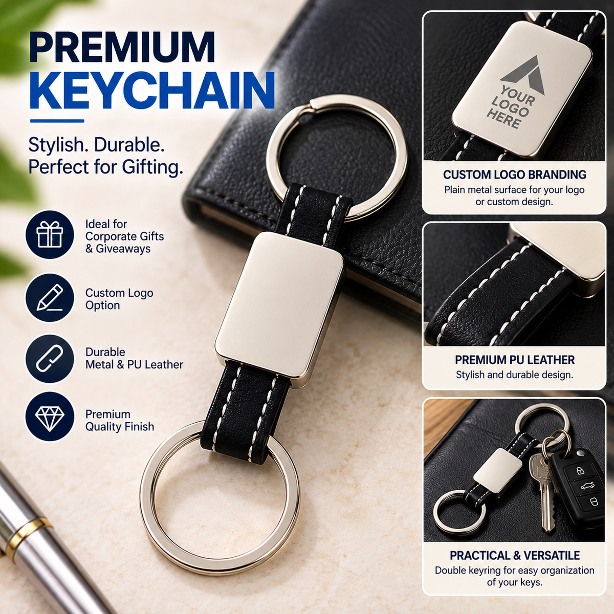 Double Ring Metal Keychain