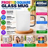 FSM - Grey Sublimation Frosted Square Glass Mug