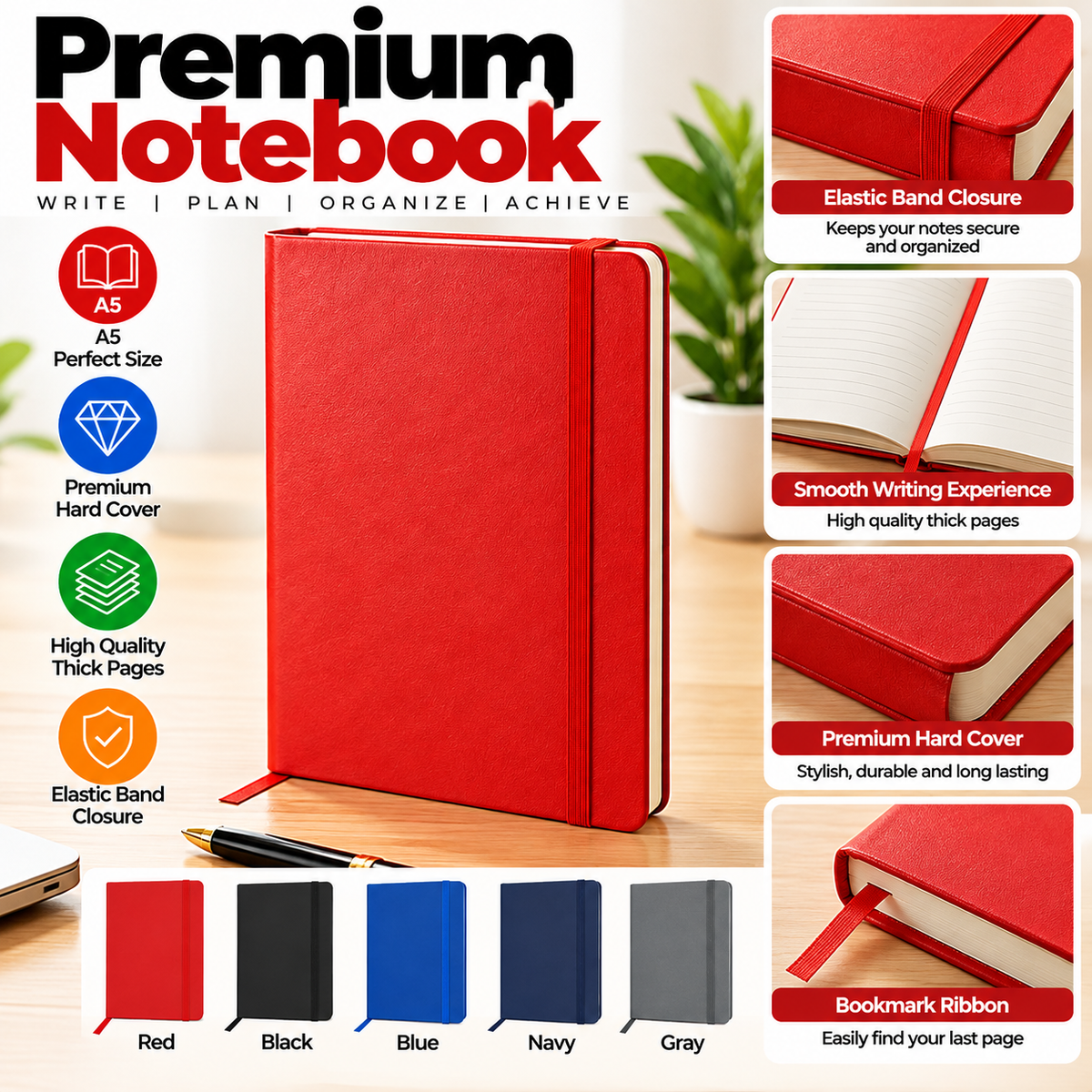 Note Book Dairy - RED - A5