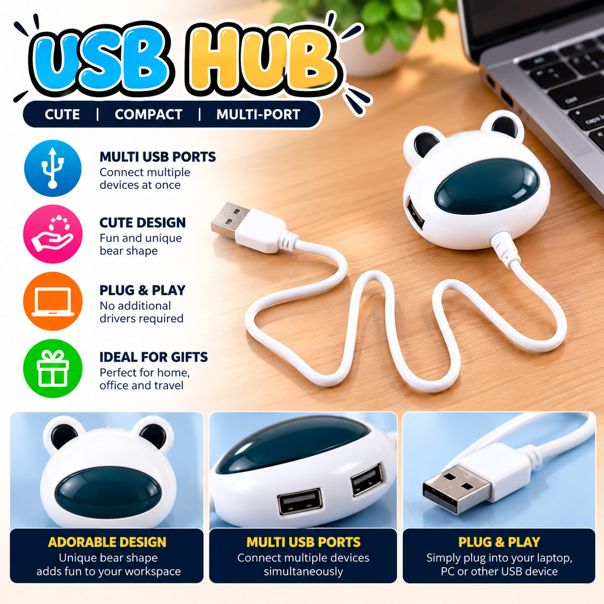 Bear-shaped USB Hub