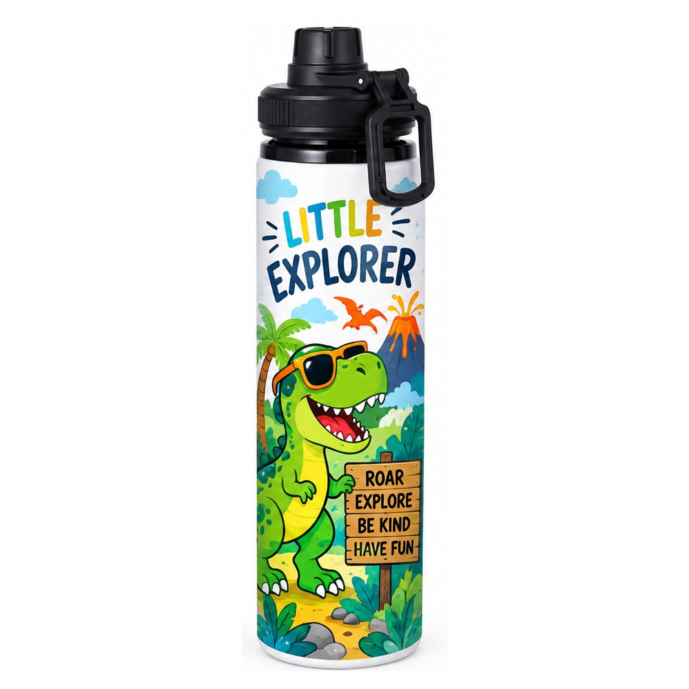 Kids Printed Stainless Steel Sports Water Bottle with Carry Handle Cap - 600ml