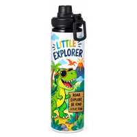 Kids Printed Stainless Steel Sports Water Bottle with Carry Handle Cap - 600ml