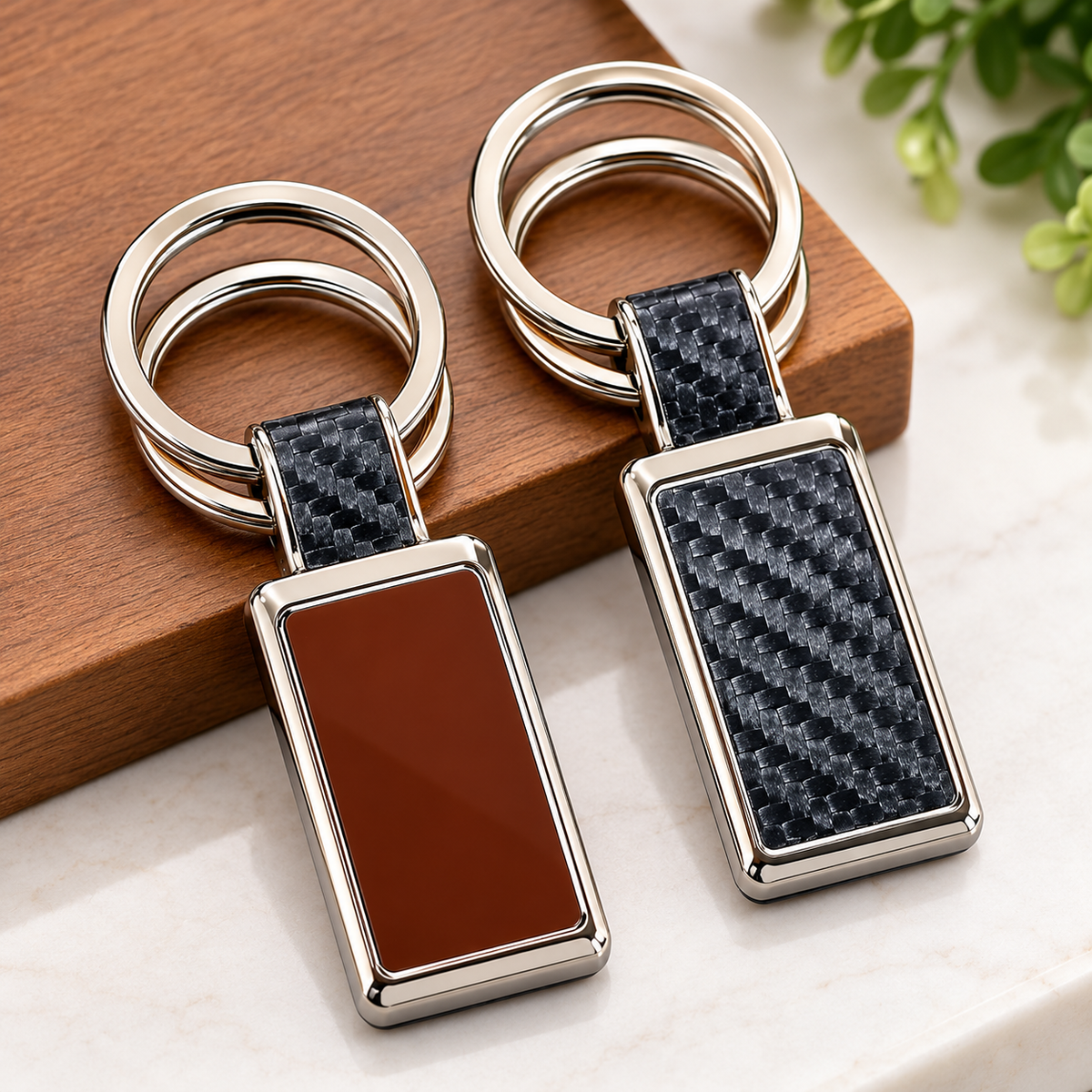 Leather Double Loop Keyrings