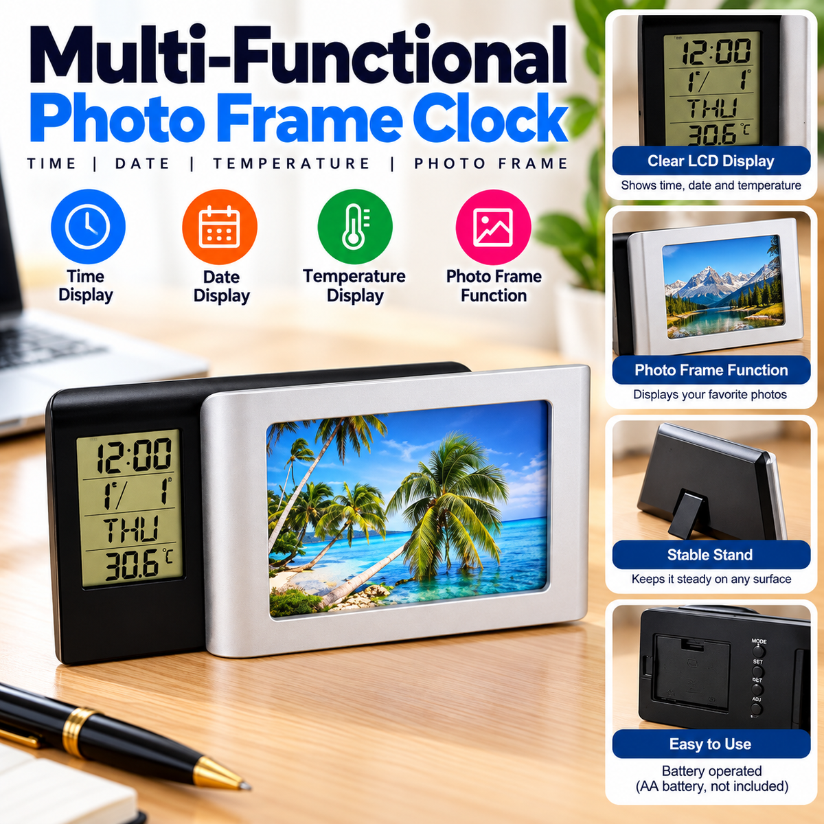 7047 - Table clock + Photo frame