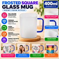 FSM - Blue -Sublimation Frosted Square Glass Mug
