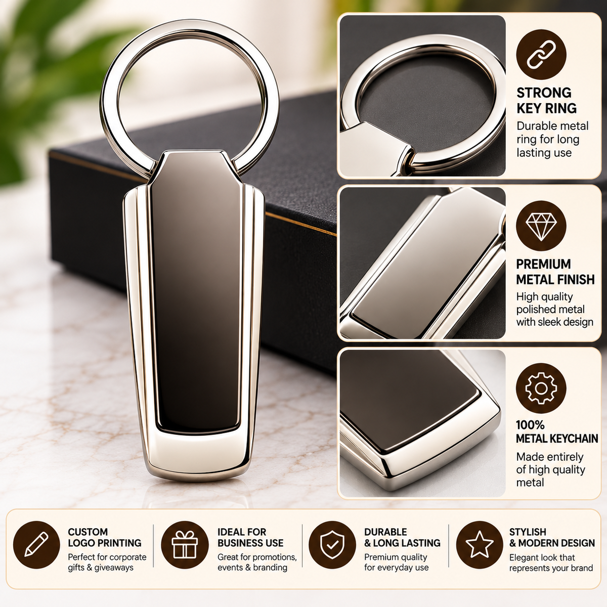 Minimalistic Metal Keychain for Cars