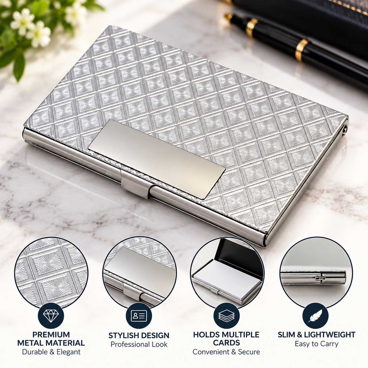 LC-021- Leather + Metal Card Holder