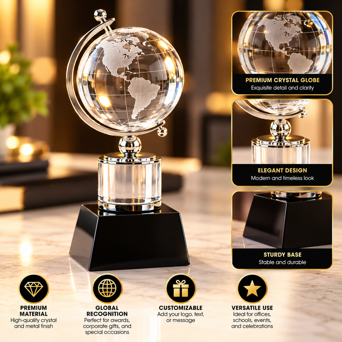 Crystal Shield with Globe