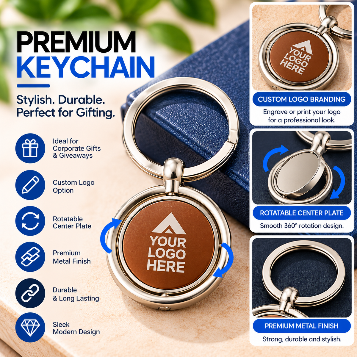 Brown Metal Keychain