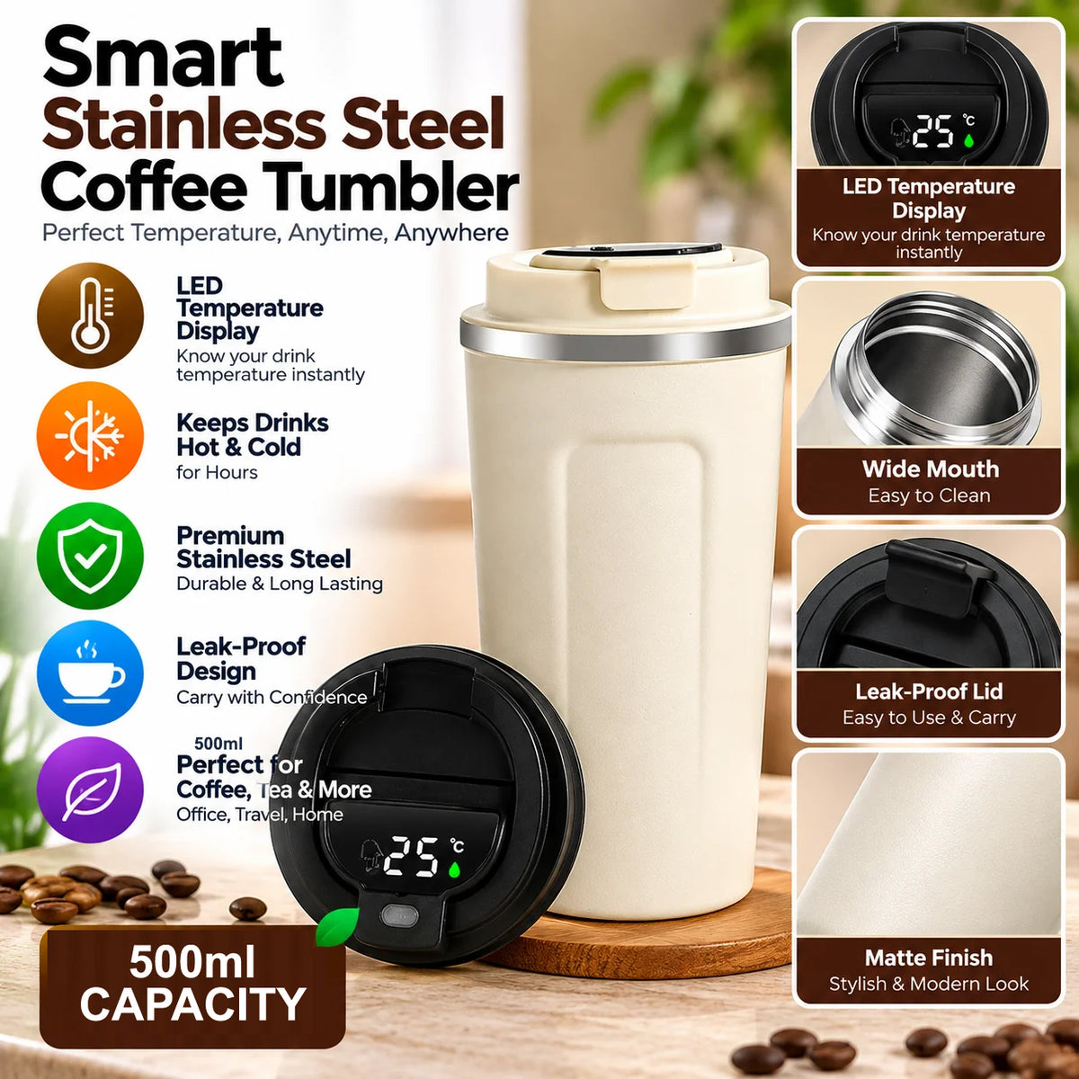 YF-811 - White - Coffee Mug with Temperature