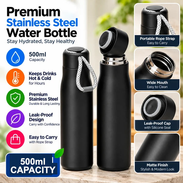 YF-812 - BLACK - 500Ml SS Hot n Cold Bottle