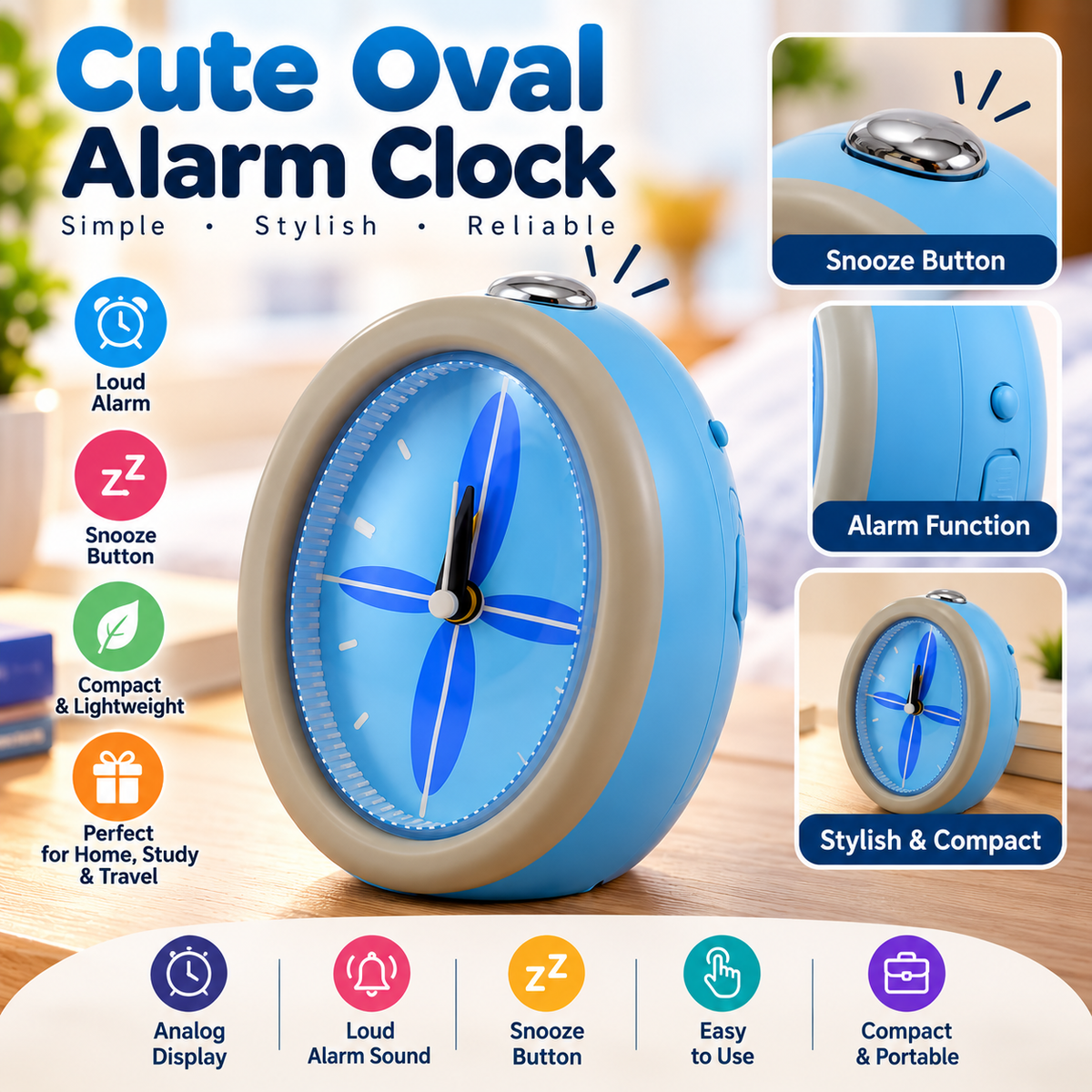 OL-0900- Oval Table Clock