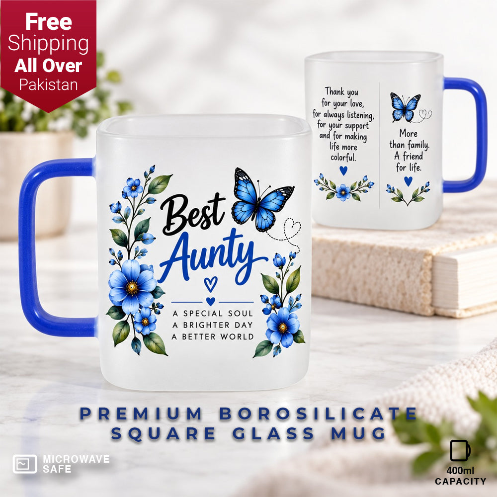 Best Aunty Premium Borosilicate Square Glass Mug - 400ml