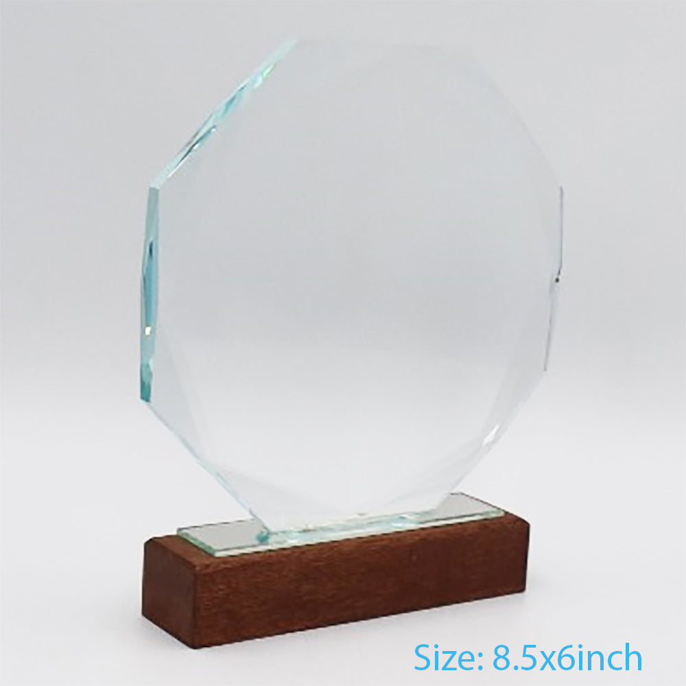 Crystal Shield with Wooden Base | Crystal Trophy Archive