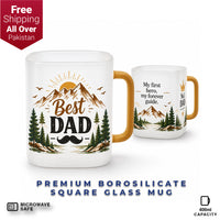 Best Dad Premium Borosilicate Square Glass Mug - 400ml