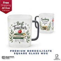 Best Teacher Premium Borosilicate Square Glass Mug - 400ml