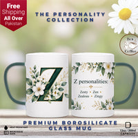 Custom Letter Z Floral Initial Frosted Glass Mug with Gift Box