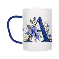 Custom Letter A Floral Initial Frosted Glass Mug with Gift Box