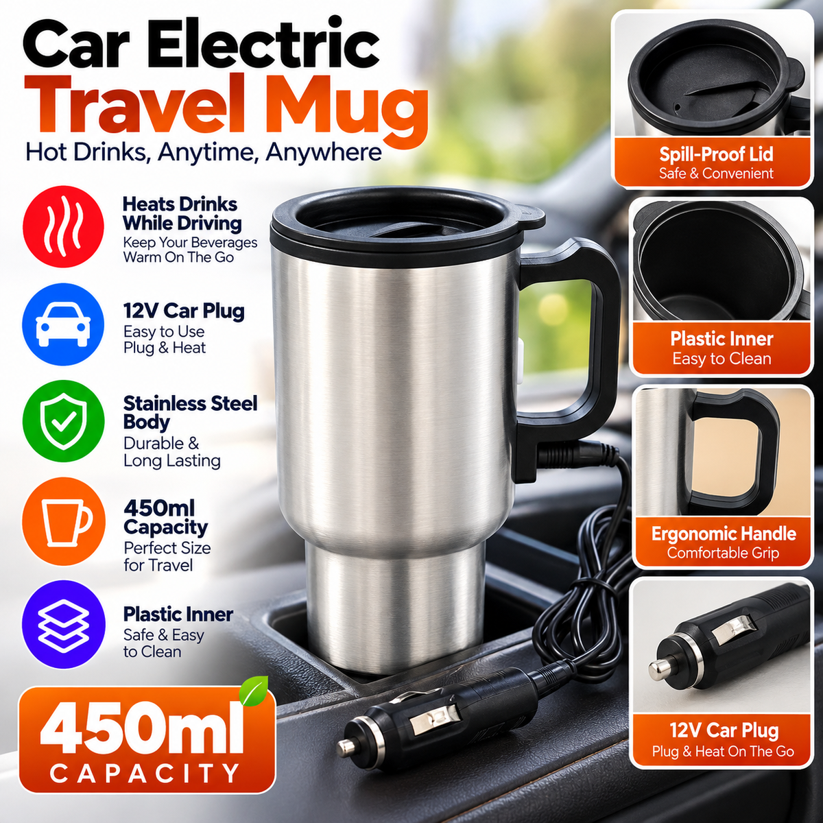 Stainless Steel Flask with Plug for heating