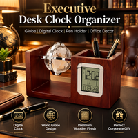 EX-10062C-Globe + Lcd table clock + pen holder