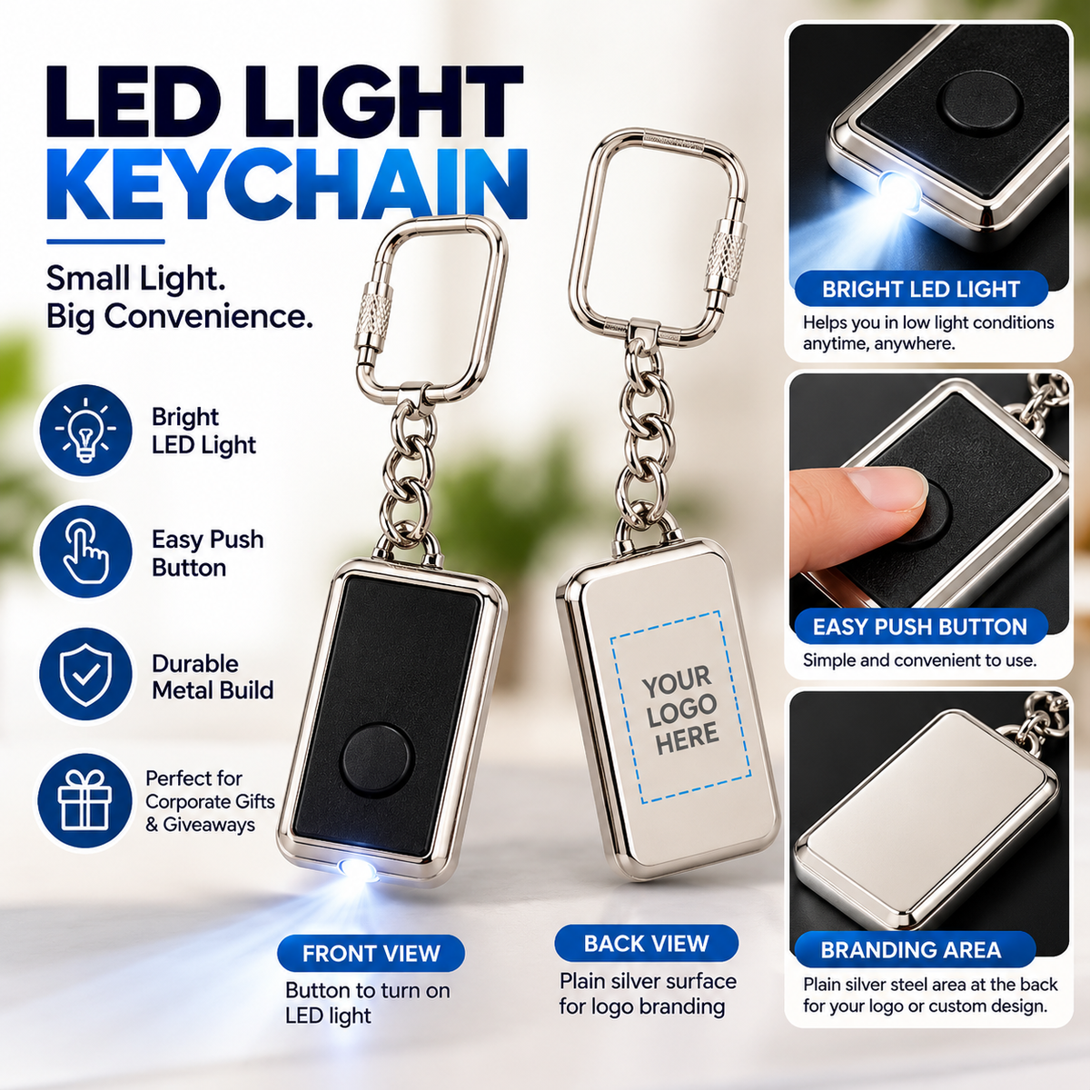 Square Metal Keychain