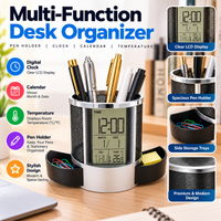 1891-LCD Table Clock + Pen Holder