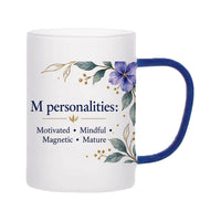 Custom Letter M Floral Initial Frosted Glass Mug with Gift Box