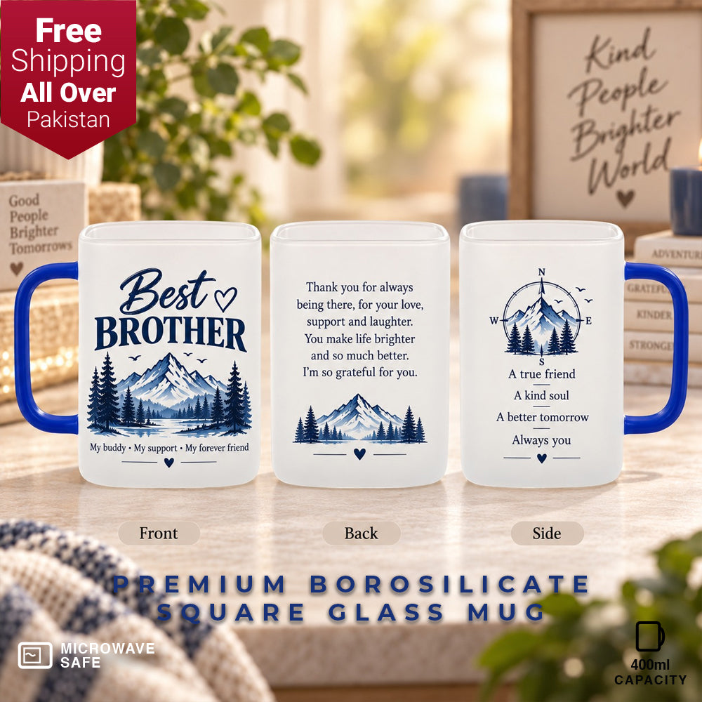 Best Brother Premium Borosilicate Square Glass Mug - 400ml